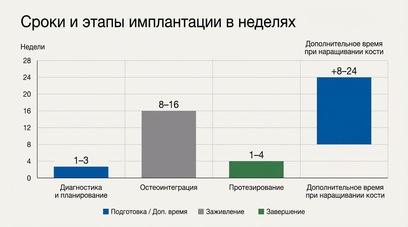 сроки и этапы имплантации
